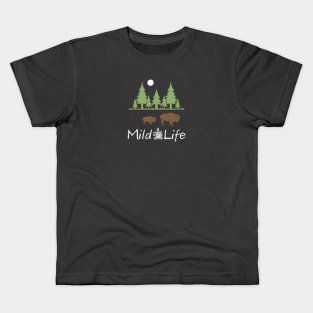 Living The Mild Life! Two Buffalo in the Woods Kids T-Shirt